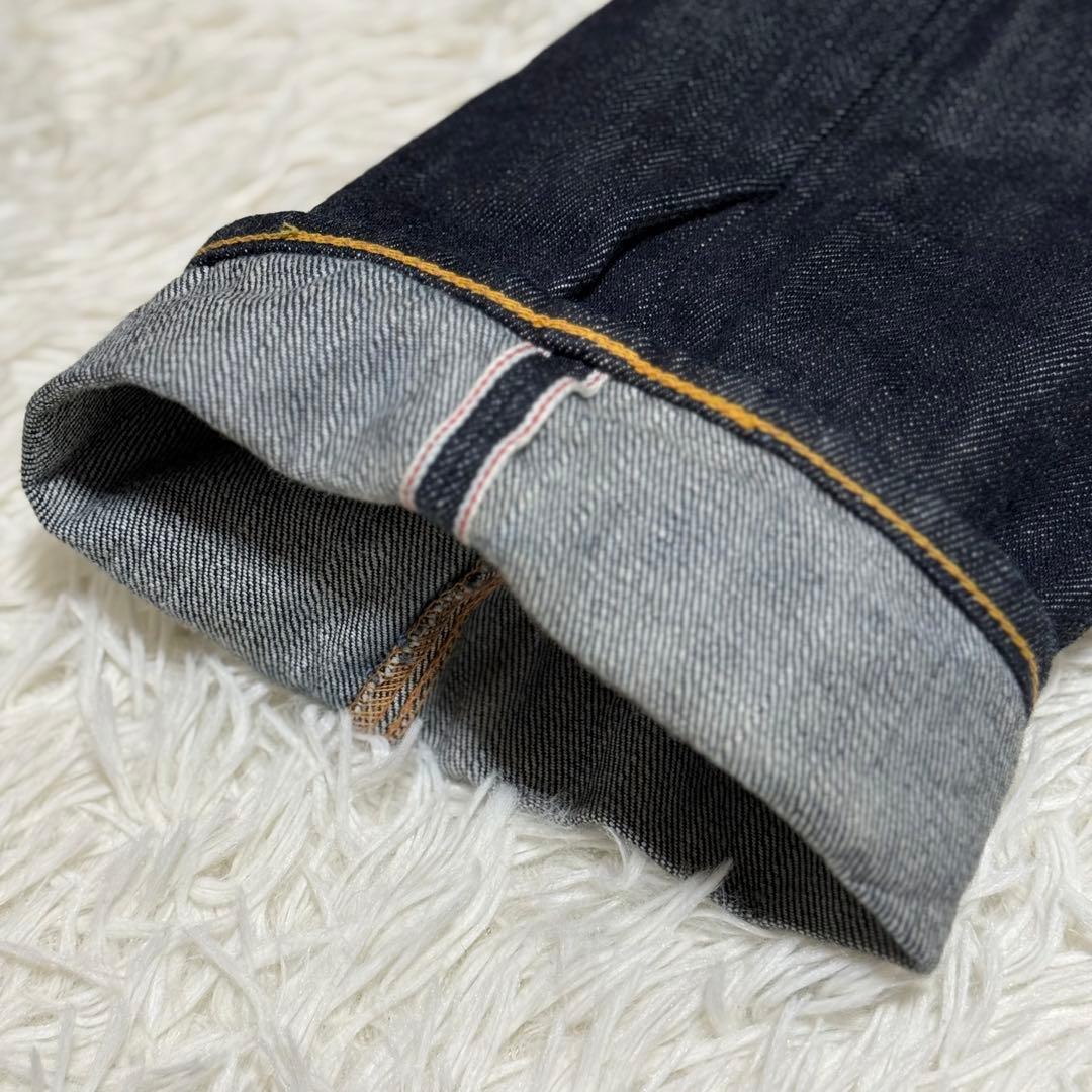 超美品　EVISU　ジーパン　黒ペイントカモメ　Ｖステッチ　赤耳　ボタンフライ