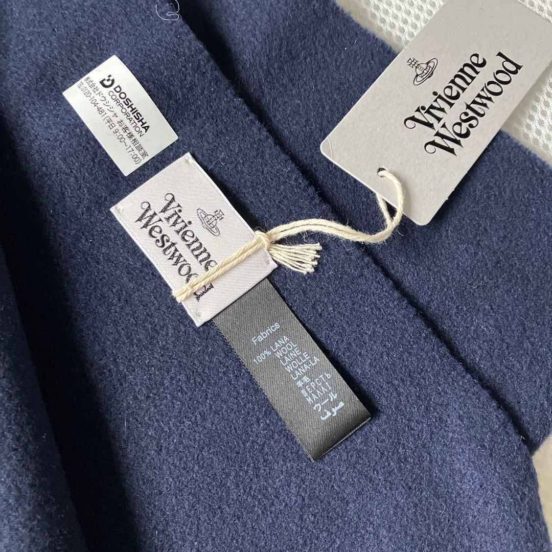 新品　ヴィヴィアンウエストウッド　マフラー　ウール　オーブ　ネイビー