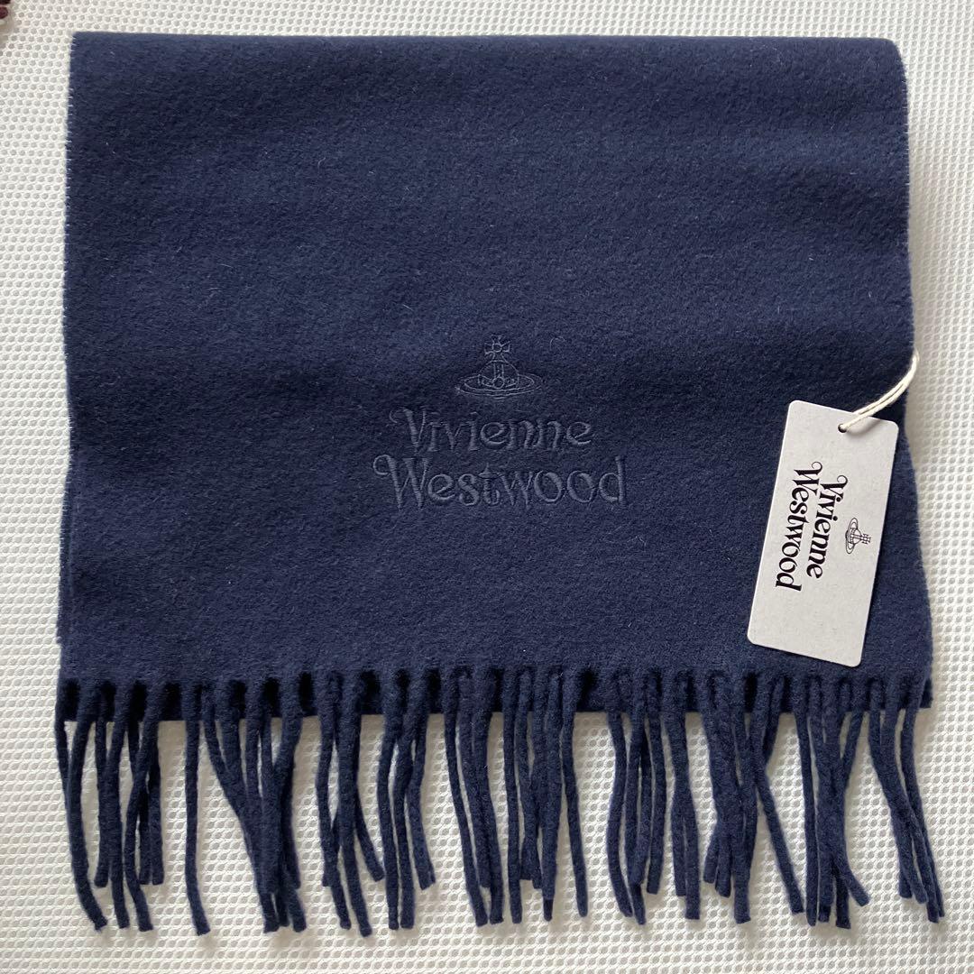 新品　ヴィヴィアンウエストウッド　マフラー　ウール　オーブ　ネイビー