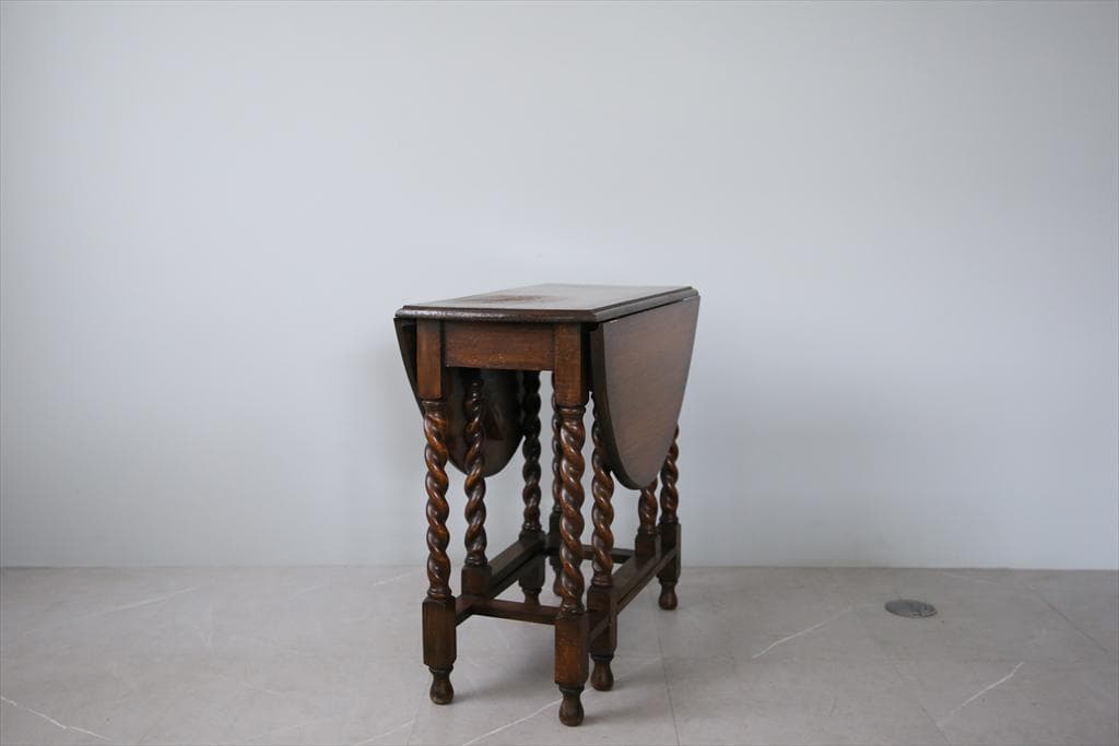 英国アンティーク木製ゲートレッグテーブル/ダイニング机バタフライ(87-126)