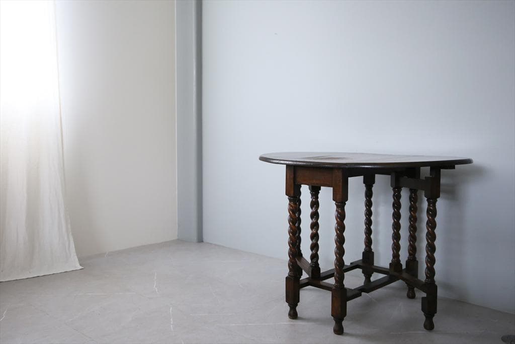 英国アンティーク木製ゲートレッグテーブル/ダイニング机バタフライ(87-126)