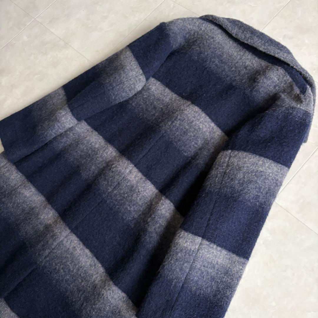 美品✨ Plantation グラデーションボーダーロングコート 紺×グレー M