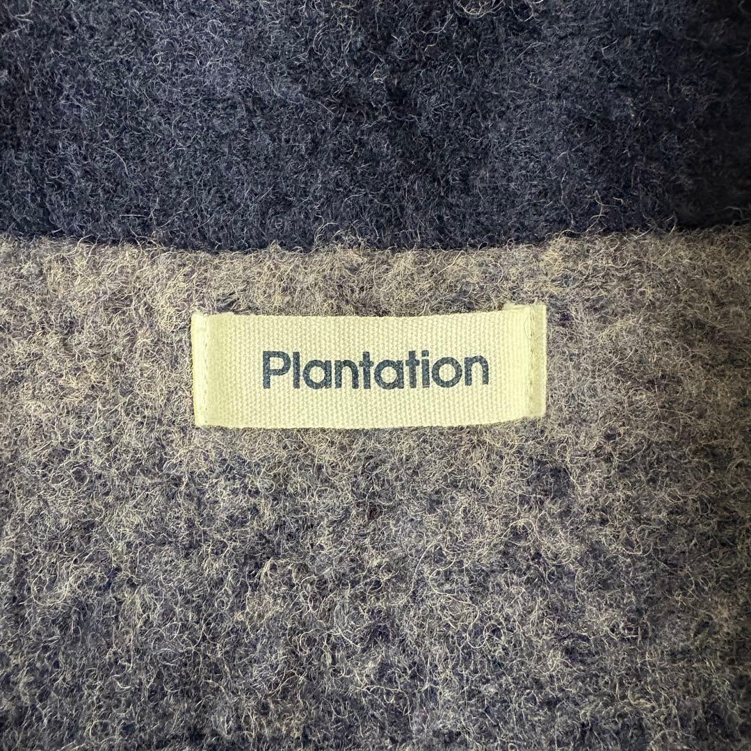 美品✨ Plantation グラデーションボーダーロングコート 紺×グレー M