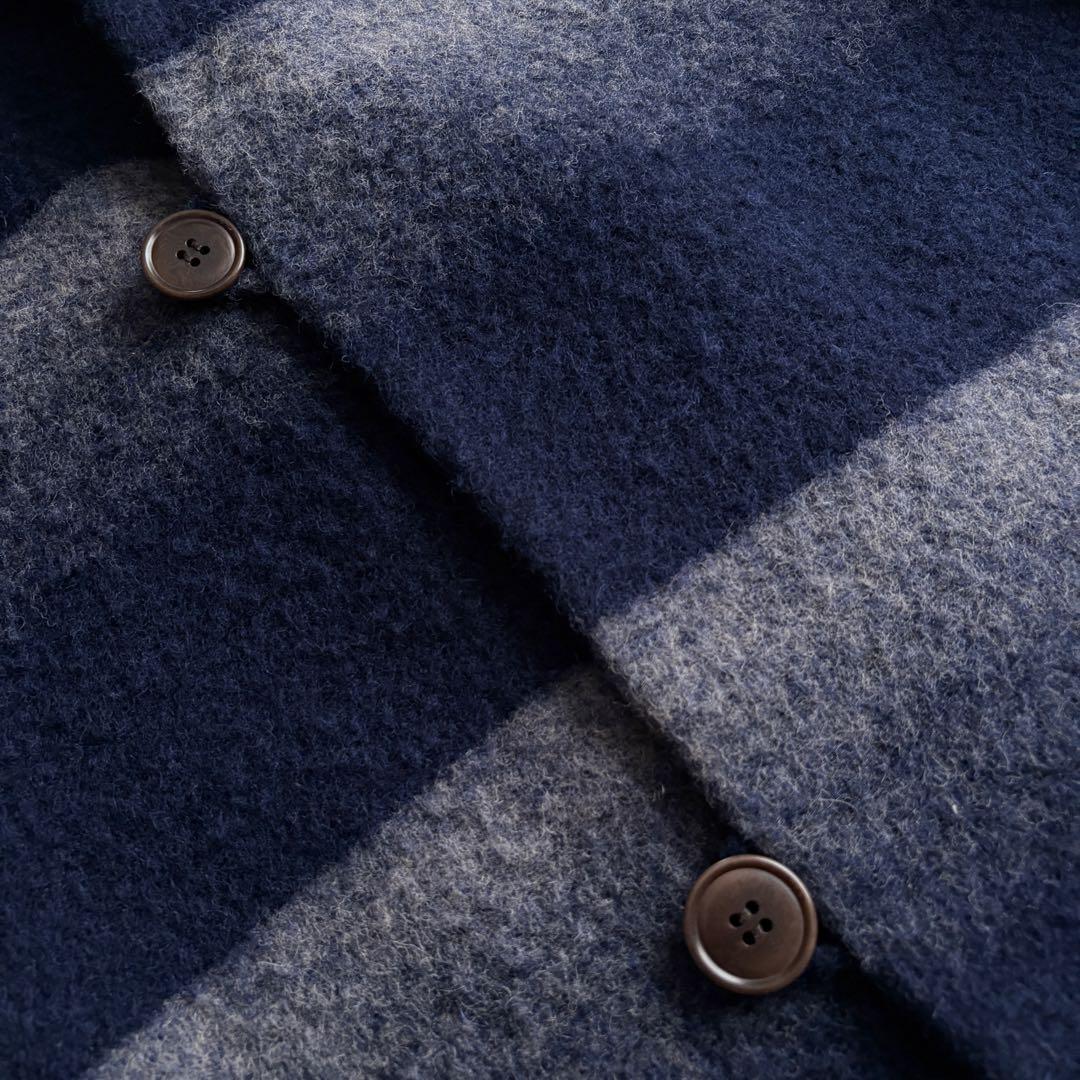 美品✨ Plantation グラデーションボーダーロングコート 紺×グレー M