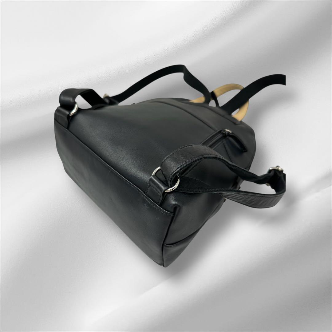【美品】 キタムラ2 リュック バックパック レザー ブラック