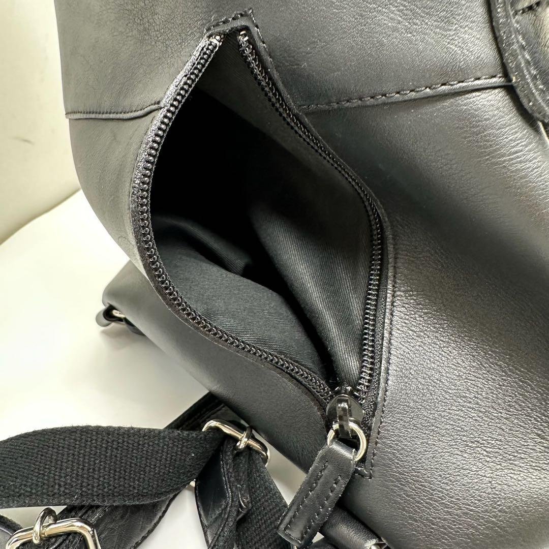 【美品】 キタムラ2 リュック バックパック レザー ブラック