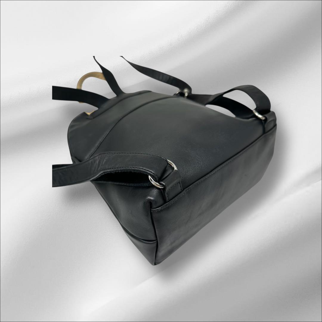 【美品】 キタムラ2 リュック バックパック レザー ブラック