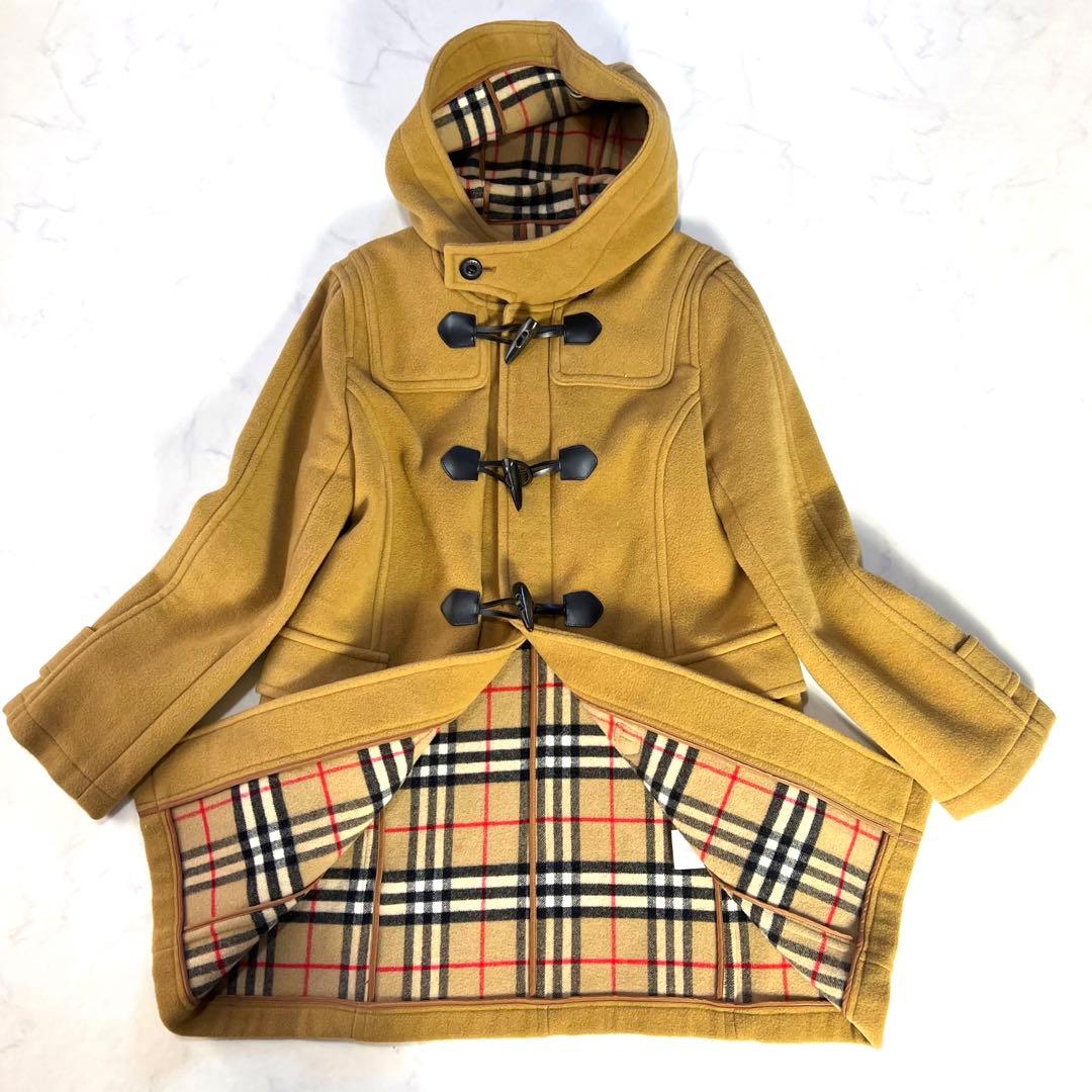 BURBERRY ダッフルコートキャメルノバチェック柄160A