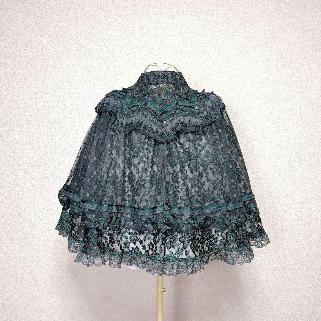 non non dorl 総レース ケープ カーディガン フリル ポンチョ