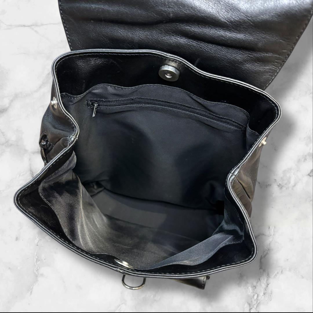 00s archive 本革 レザーリュック y2k グランジ クラスプ 大容量