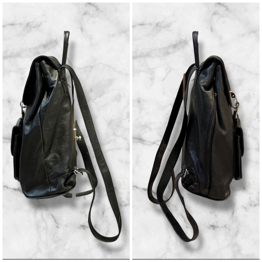 00s archive 本革 レザーリュック y2k グランジ クラスプ 大容量