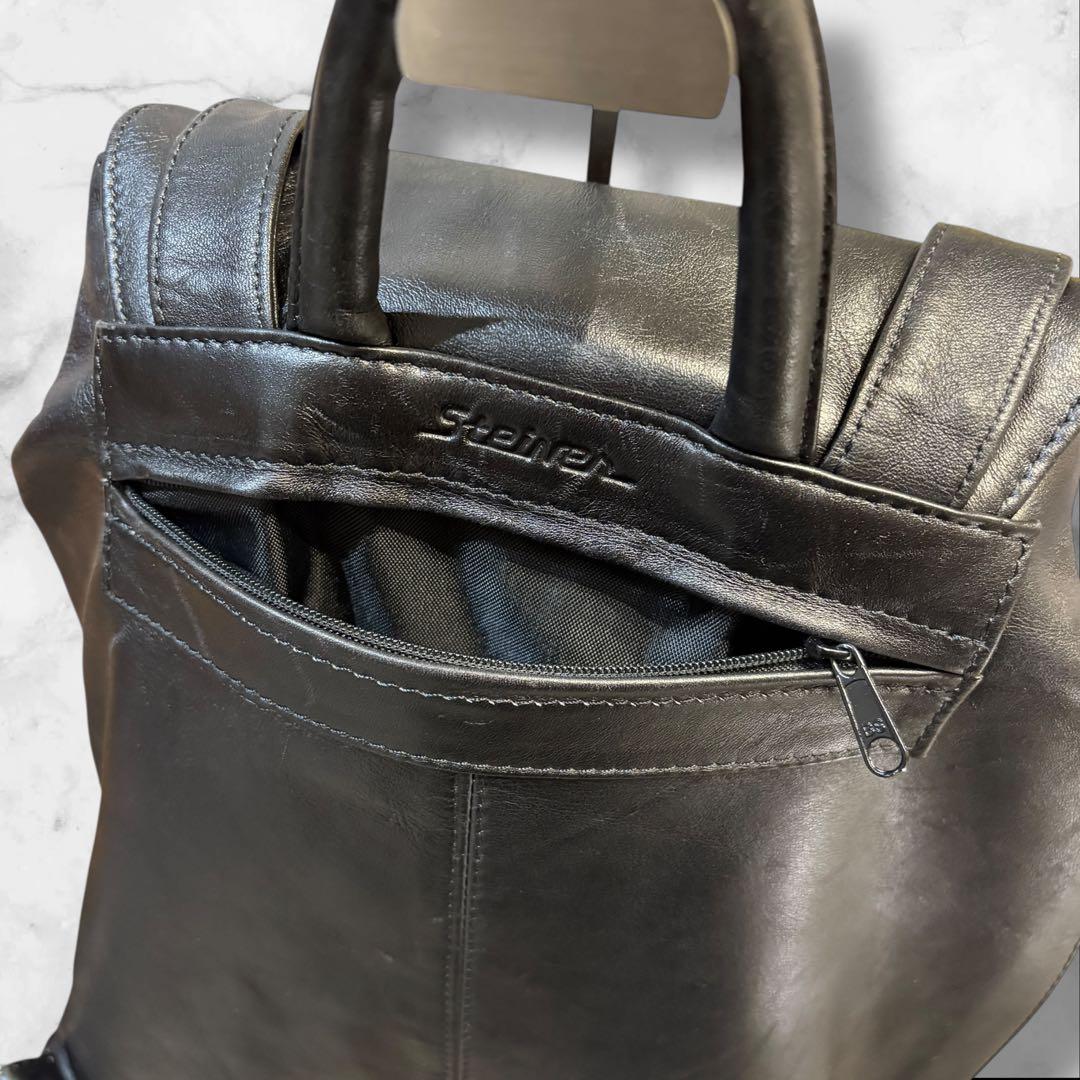 00s archive 本革 レザーリュック y2k グランジ クラスプ 大容量