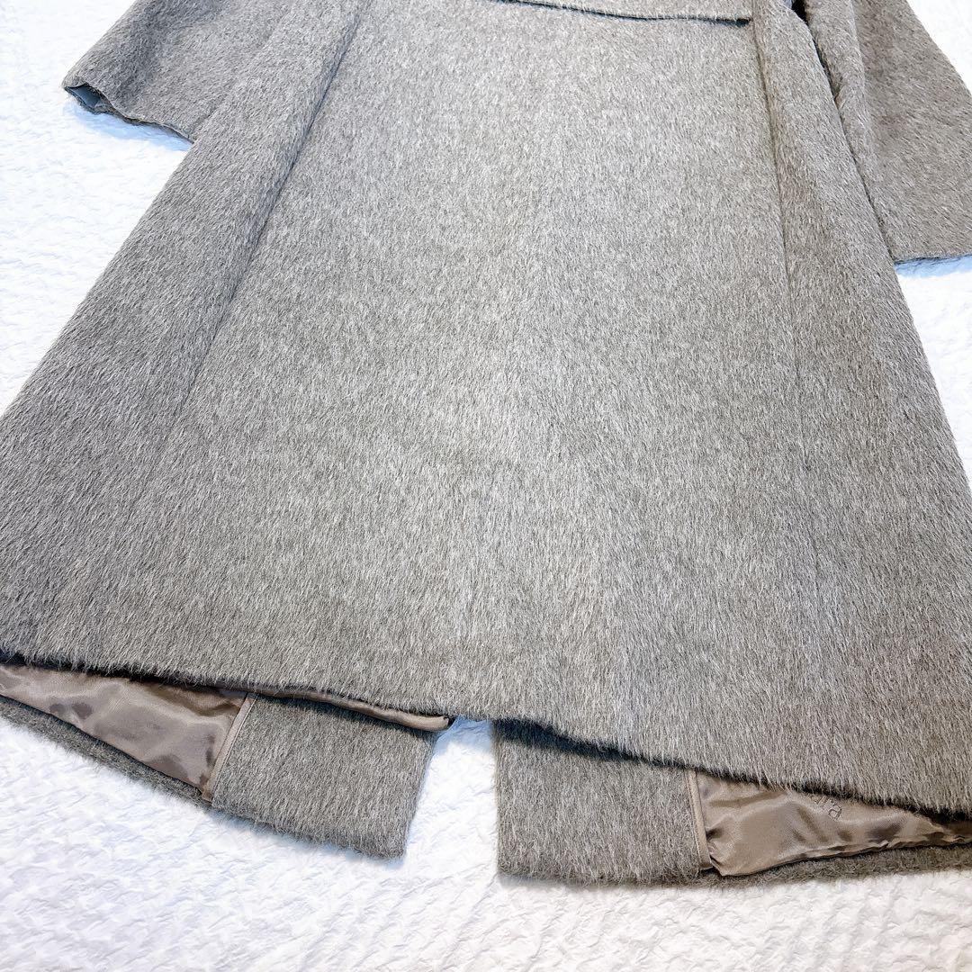 極美品✨MaxMara 最高級白タグ　アンゴラシャギーロングコート　グレー