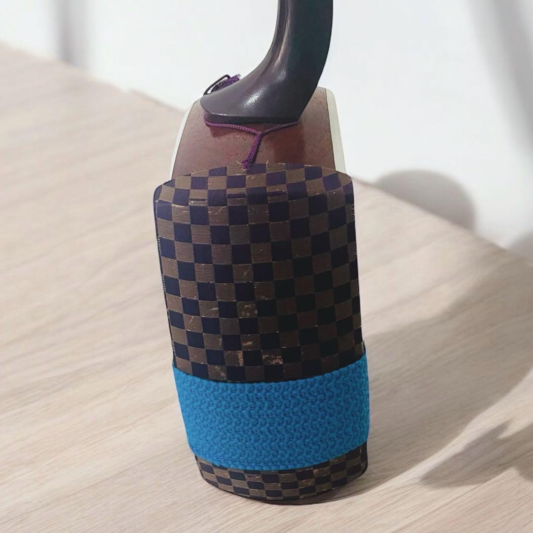 【市松文様✨】三味線 細棹 紫檀 正寸98cm 丸打胴 布ケース付き