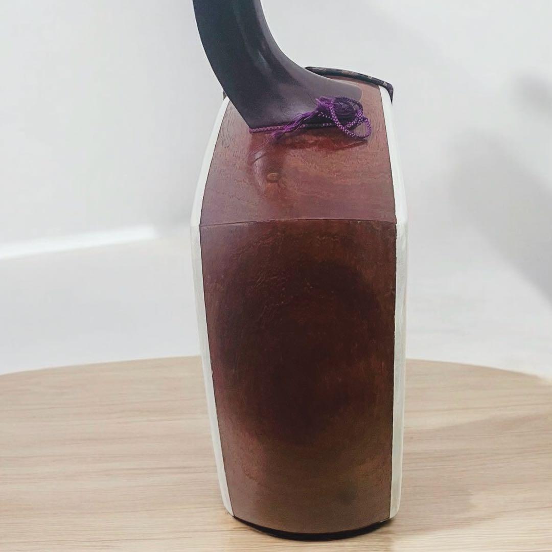 【市松文様✨】三味線 細棹 紫檀 正寸98cm 丸打胴 布ケース付き