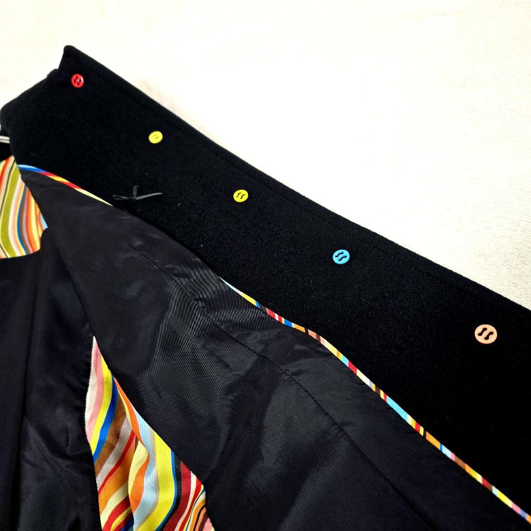 ポールスミス ブラックレーベル ロングコート マルチストライプ Aラインアンゴラ