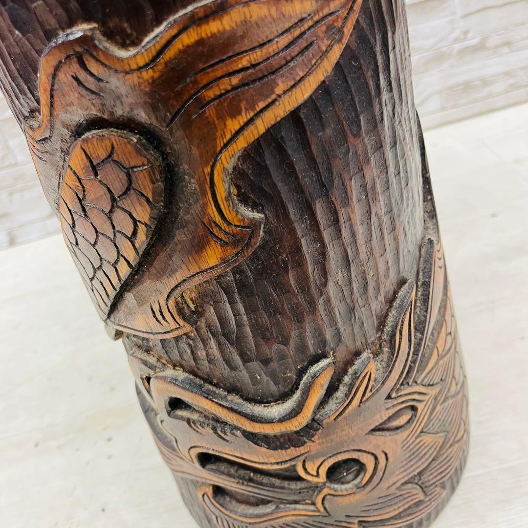 特大ジャンベ アフリカ民芸楽器 龍彫刻 木彫り 楽器・機材