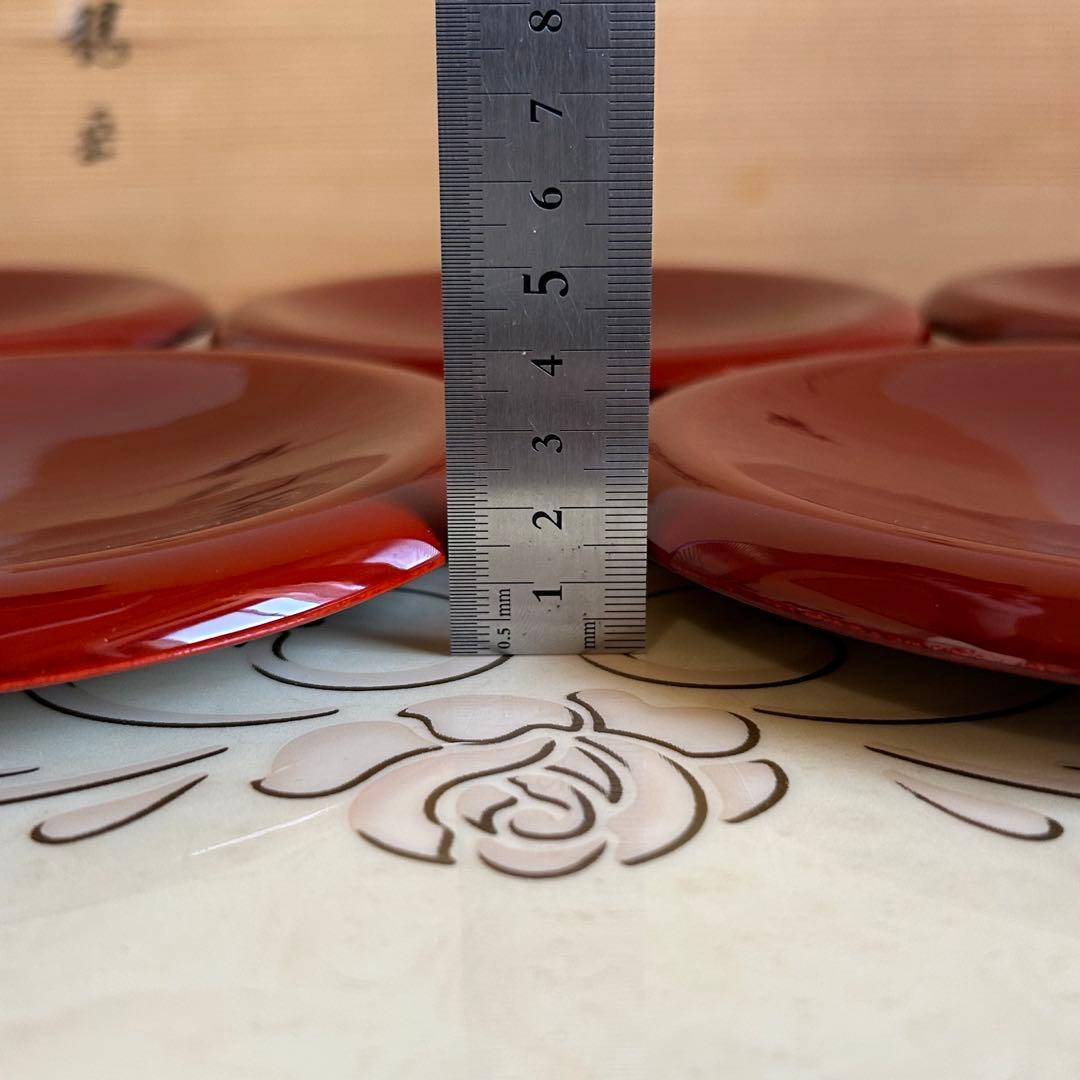 会津塗 穂岳 堅地 溜塗 銘々皿揃 5枚セット 天然木 漆