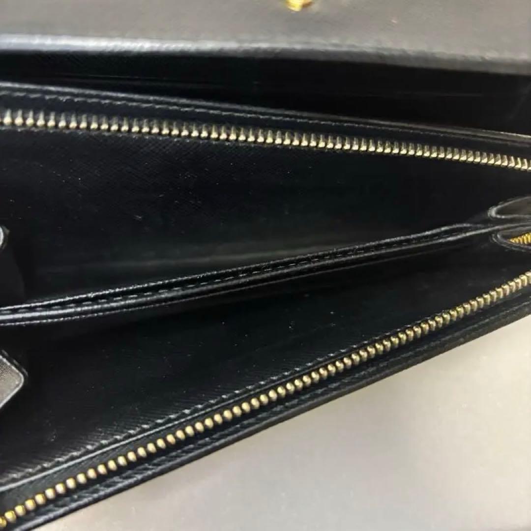 希少✨プラダ　長財布　ロゴ　サフィアーノレザー　ブラック　ゴールド　224