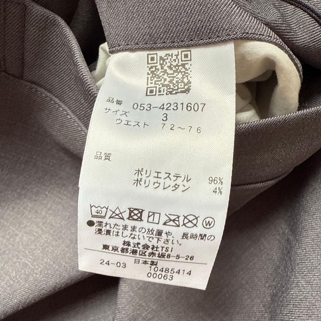 現行モデル　パーリーゲイツ　パンツ　S〜M相当　グレー　テーパード　タック入　3