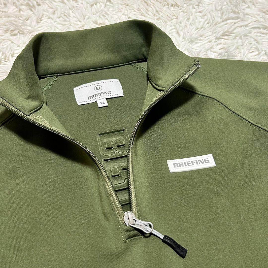 ブリーフィング BRIEFING エンボスロゴ ハーフジップ レディース カーキ