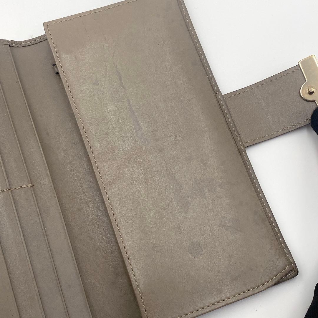 GUCCI グッチ GG柄 GG スプリーム 長財布 グレージュ ゴールド金具