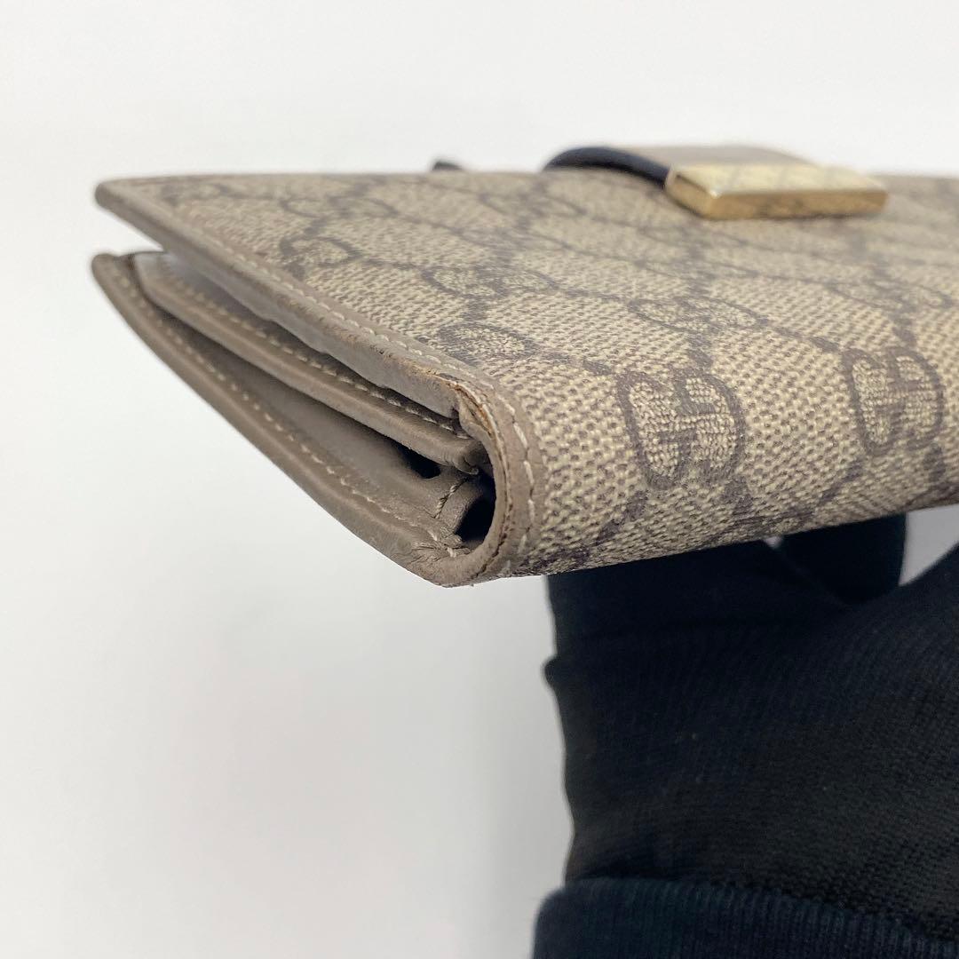 GUCCI グッチ GG柄 GG スプリーム 長財布 グレージュ ゴールド金具