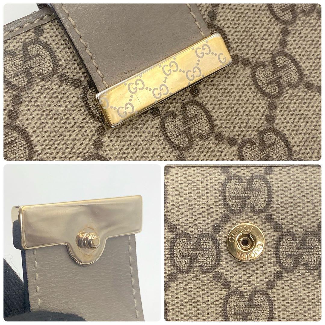 GUCCI グッチ GG柄 GG スプリーム 長財布 グレージュ ゴールド金具