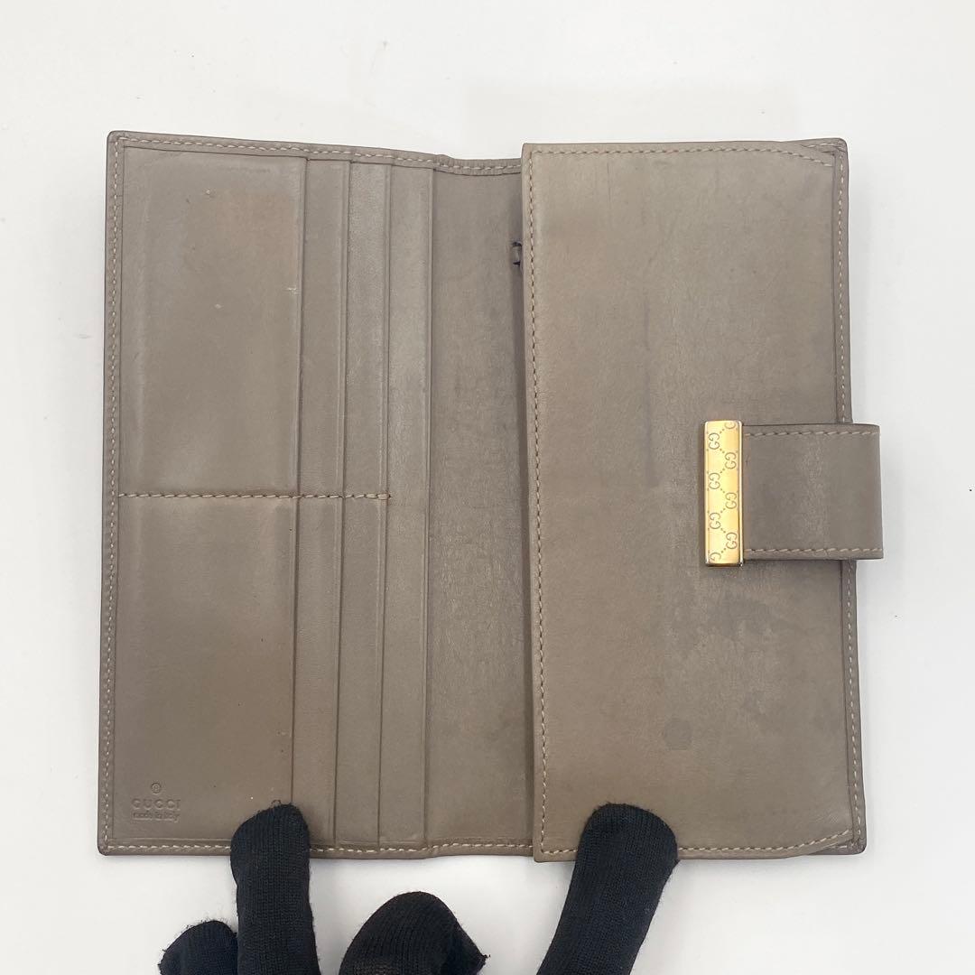 GUCCI グッチ GG柄 GG スプリーム 長財布 グレージュ ゴールド金具