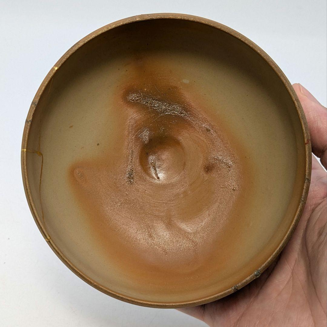 金継ぎあり】三代 松田華山 備前焼 緋襷茶盌 共箱共布 抹茶碗