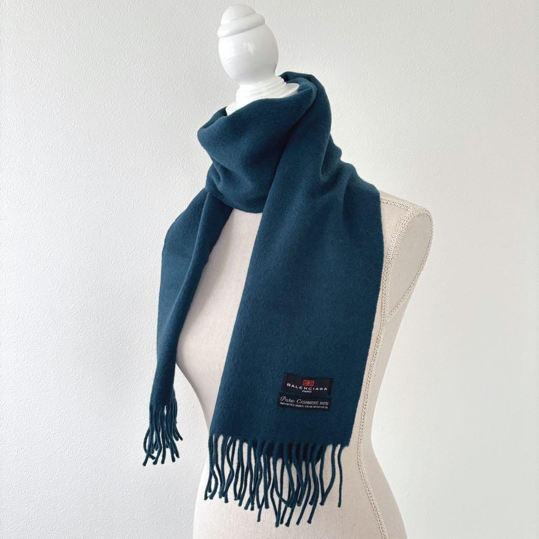 BALENCIAGA バレンシアガ カシミヤ100% マフラー ブルーグリーン