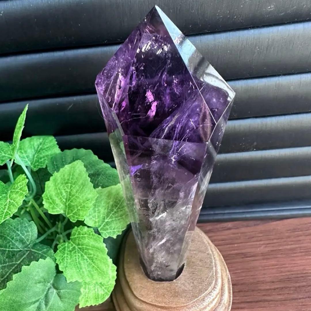 爆レア❗️ロマネサイト虹☆アメジストナチュラルポイントワンド ファントムA1111 ロマネサイトインアメシスト - a11 | SELSHA