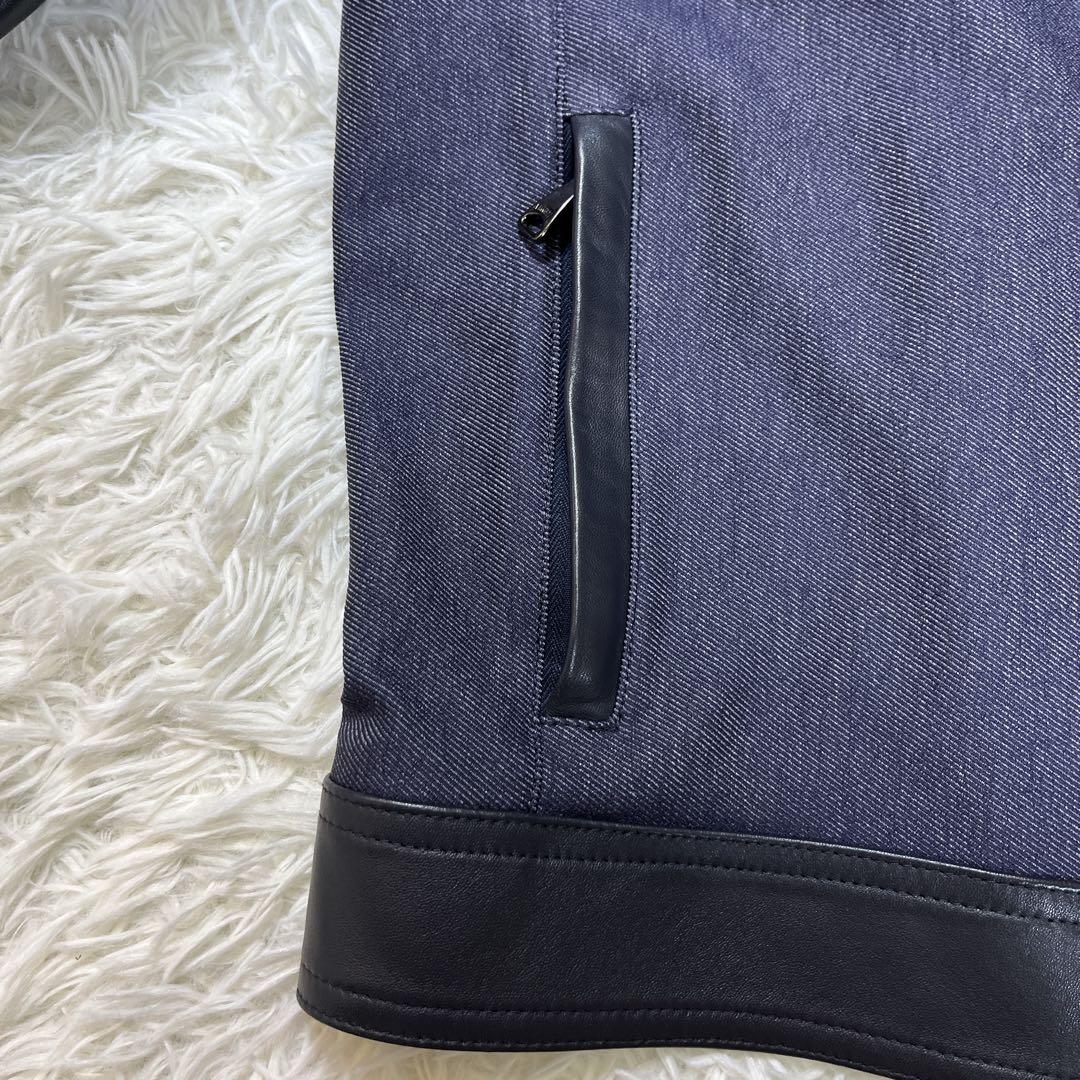 美品】エンメティ×マッキントッシュ 切替 ジャケット レザー デニム L