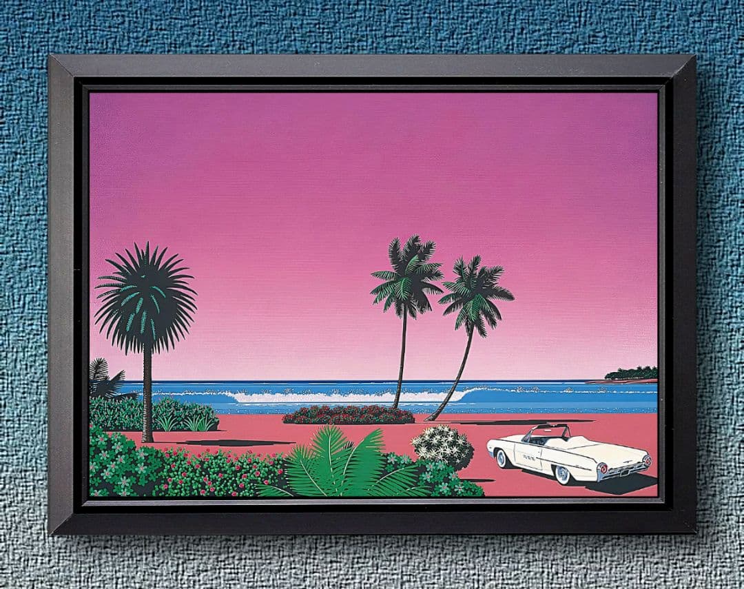 永井博 / 海と車・アート【A4サイズ写真ポスターフレーム付き2点