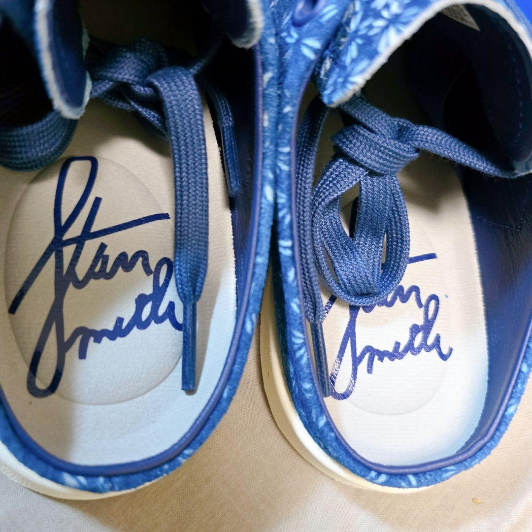 【極美品】adidas StanSmith 花柄ミュール靴　ブルー　23.5cm