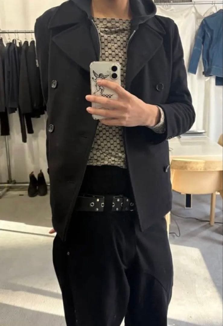 Pコート メンズ ブラック