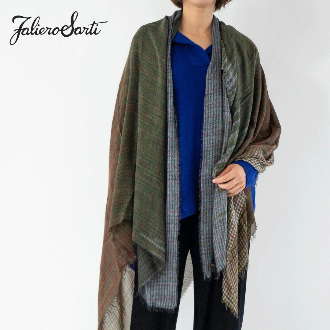 ファリエロ サルティ　Faliero Sarti　ストール　千鳥格子　グラデ