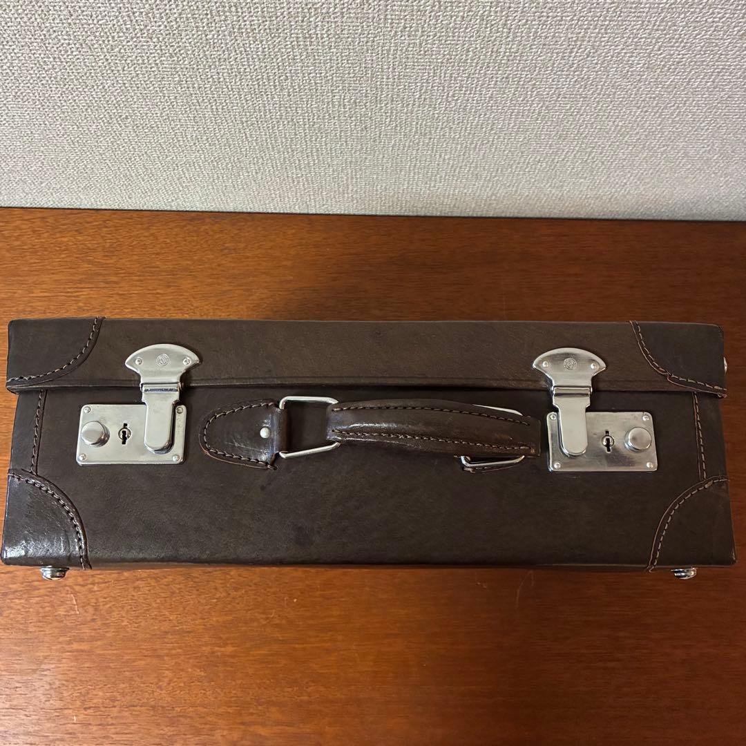 美品 トランク ダークブラウン 革製 ヴィンテージ アンティーク 鍵付き カバン