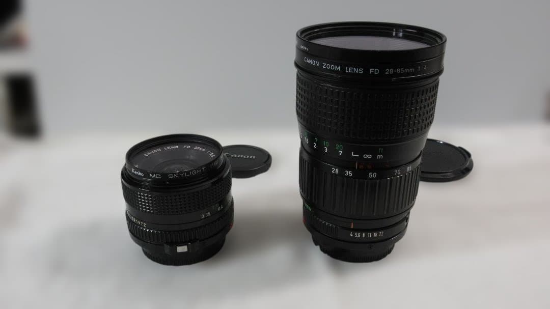 【極上】Canon N-FD 28-85/f:4.0 & 35/f:2.8レンズ