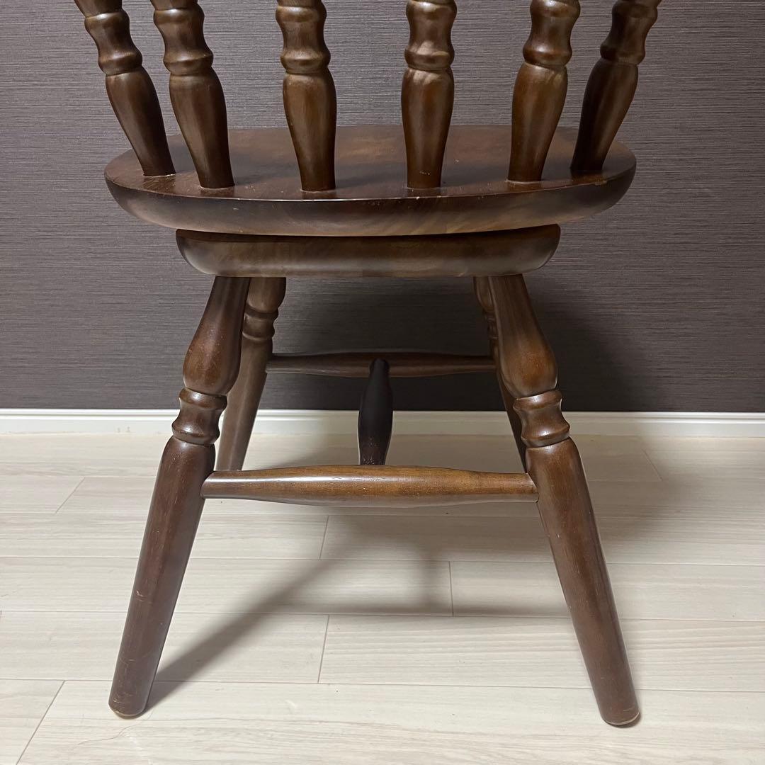 希少 飛騨家具　ウィンザーチェア　回転チェア　昭和レトロ　ヴィンテージ　木製 ①