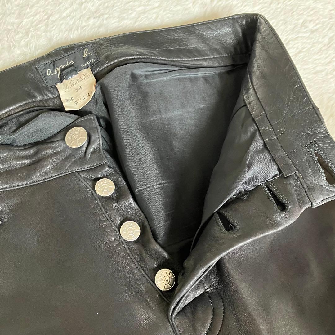 agnes b. ヴィンテージ フランス製 ラムレザー レザーパンツ 羊革