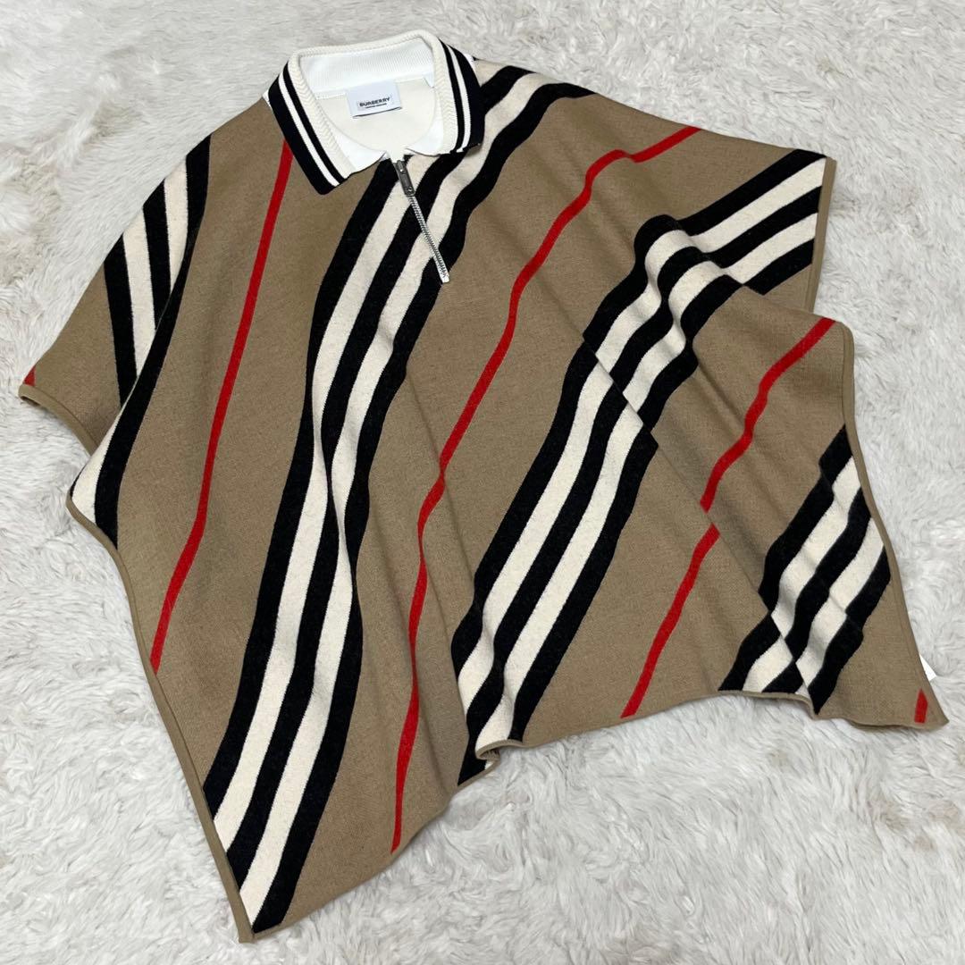 美品　現行　BURBERRY ポンチョ　ケープ　ニット　ノバカラー　キッズ　L