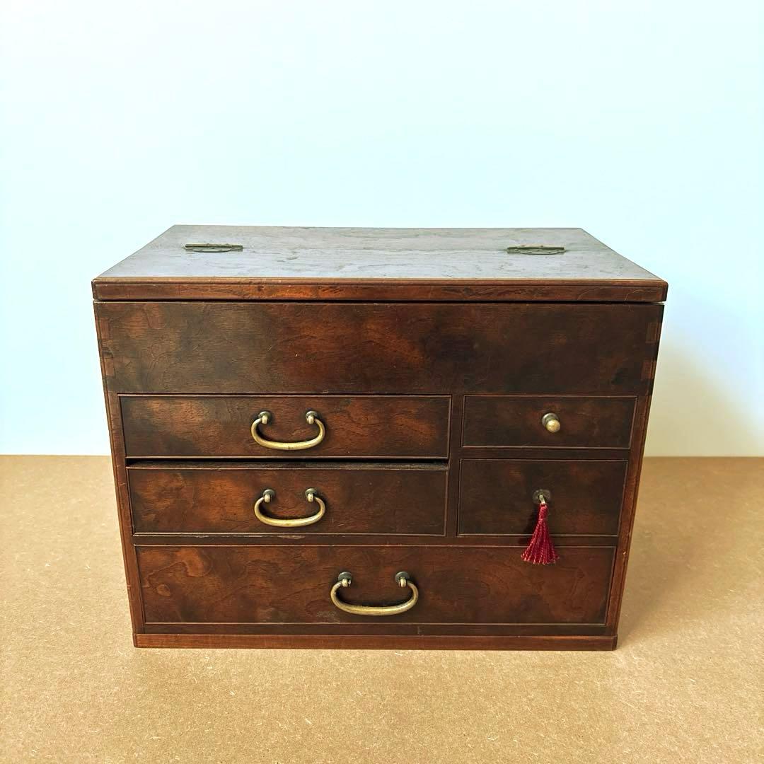 お針箱 昭和レトロ アンティーク 木製裁縫箱 - メルカリ