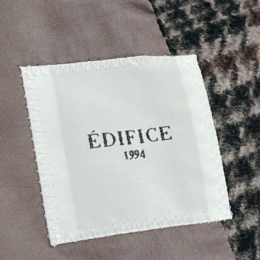 美品『エディフィス』グレンチェック チェスターコート M 千鳥格子