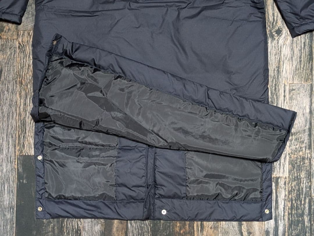 XL アディダス 中綿 裏ボア ベンチコート　ロング ジャケット 紺 ネイビー