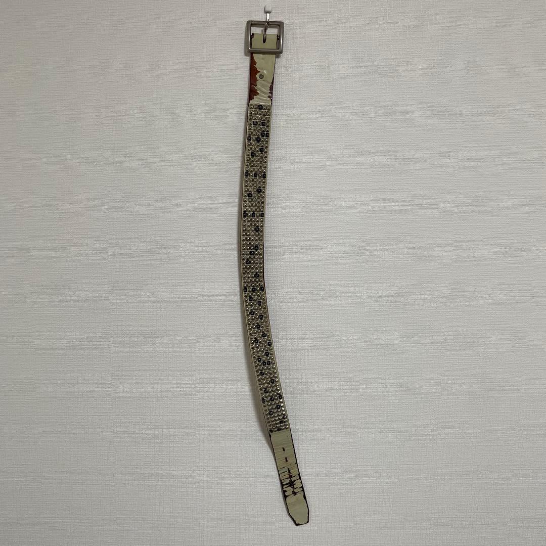 HTC 5連ピラミッド スタッズ W32 レザー ベルト 茶芯 ピラミッドベルト