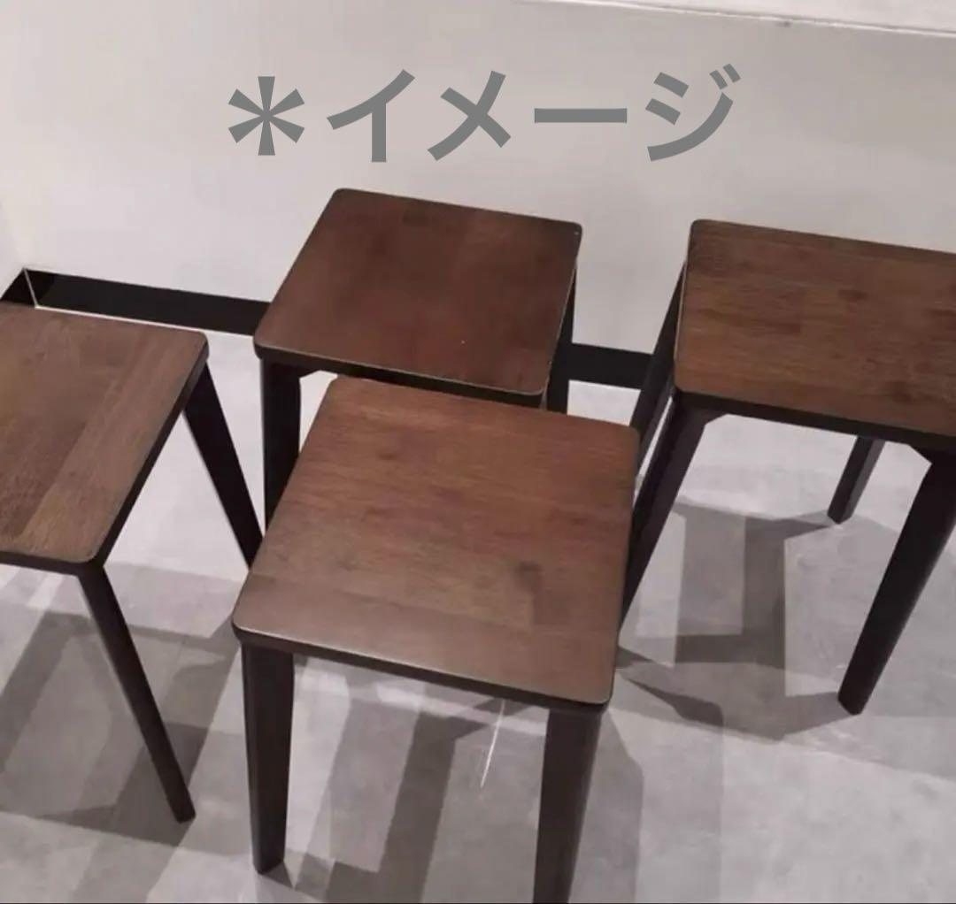 新品未使用未開封　天然木使用　木製椅子4脚セット 四角椅子 木製 スツール　イス