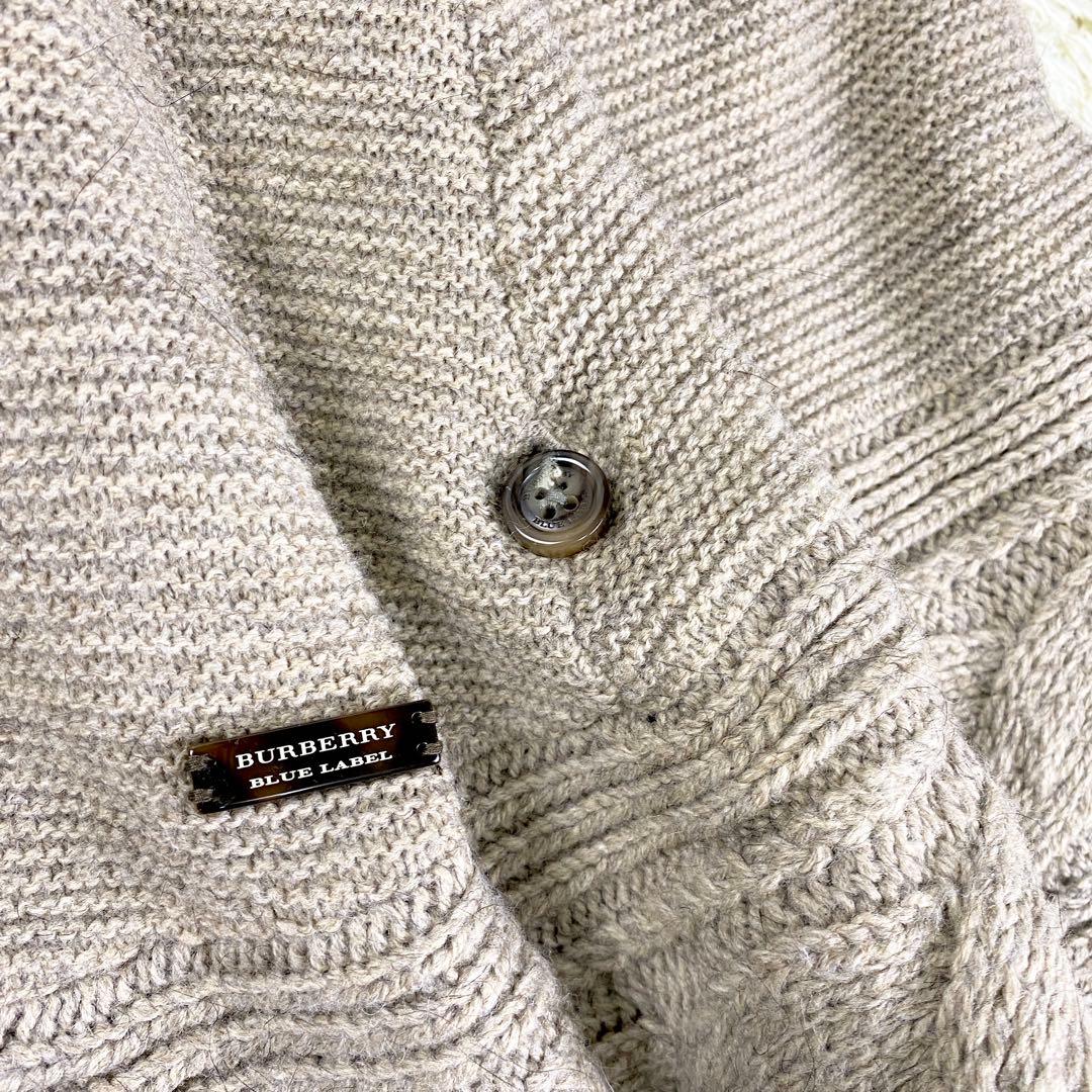 【美品】バーバリー ケーブルニットポンチョ ケープコート 38 ベージュ