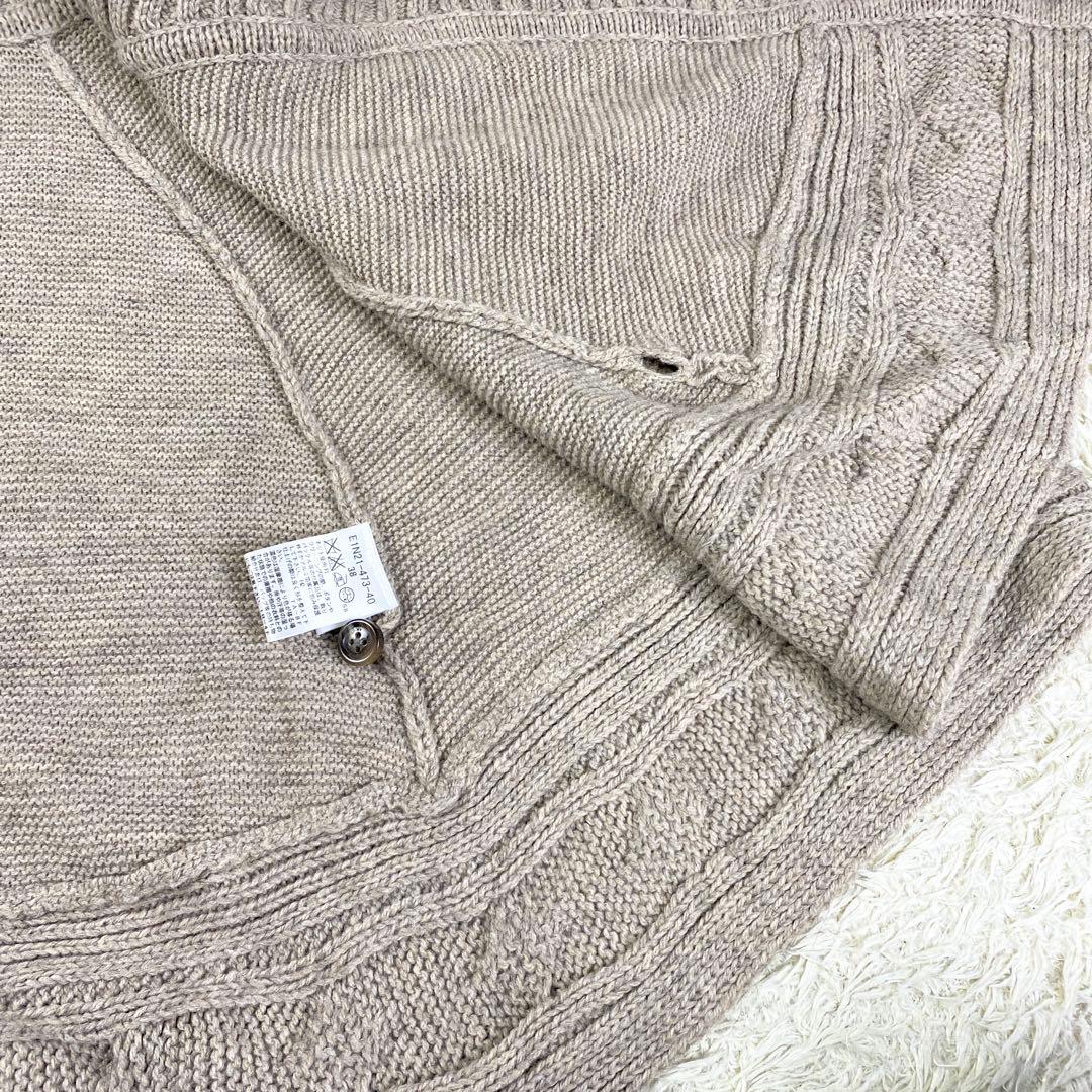 【美品】バーバリー ケーブルニットポンチョ ケープコート 38 ベージュ