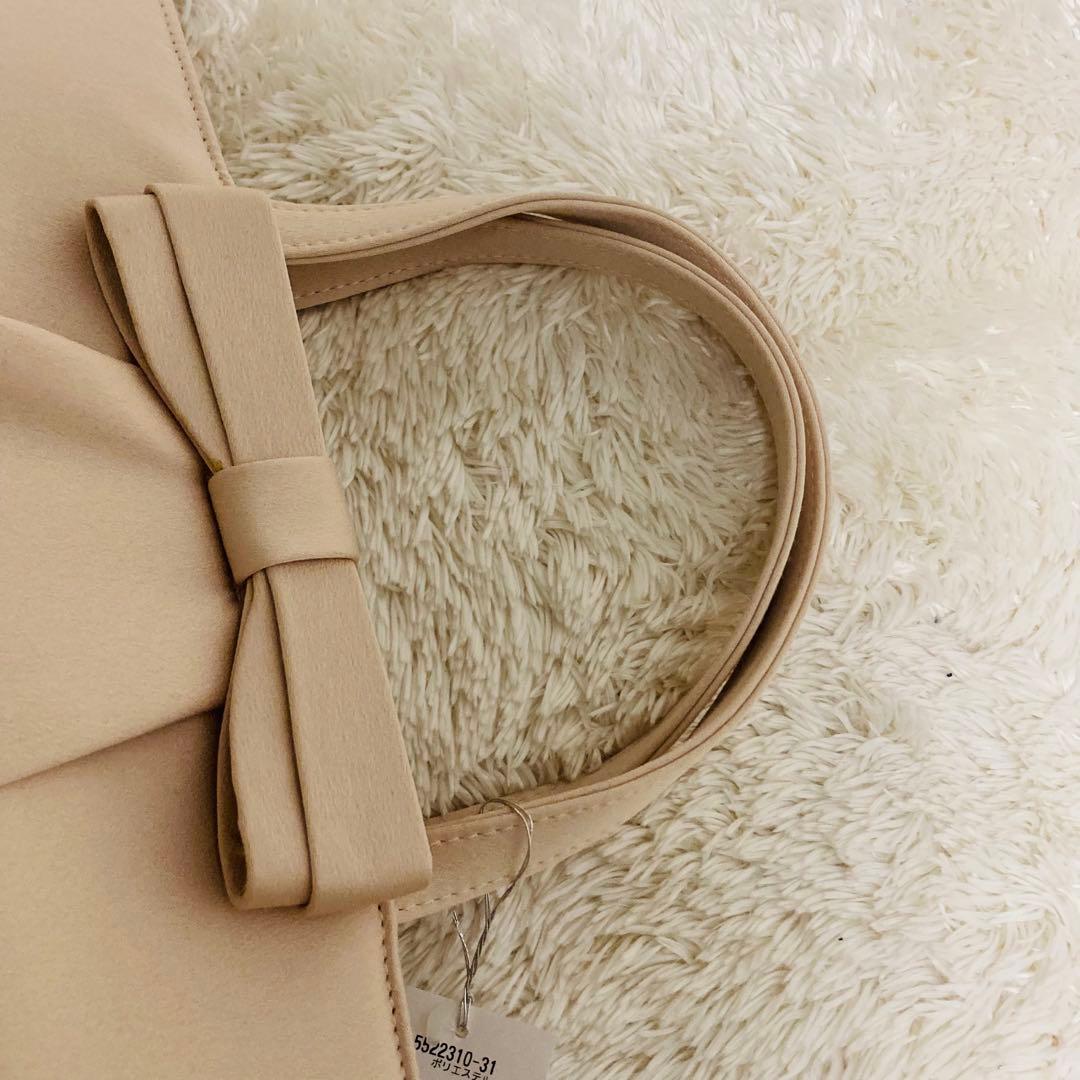 【 新品 タグ付 】東京ソワール リボン バッグ 入学 入園 ベージュフォーマル